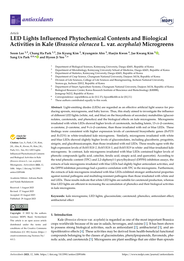  SCIE급 국제전문학술지 ‘Antioxidants’ 논문 게재